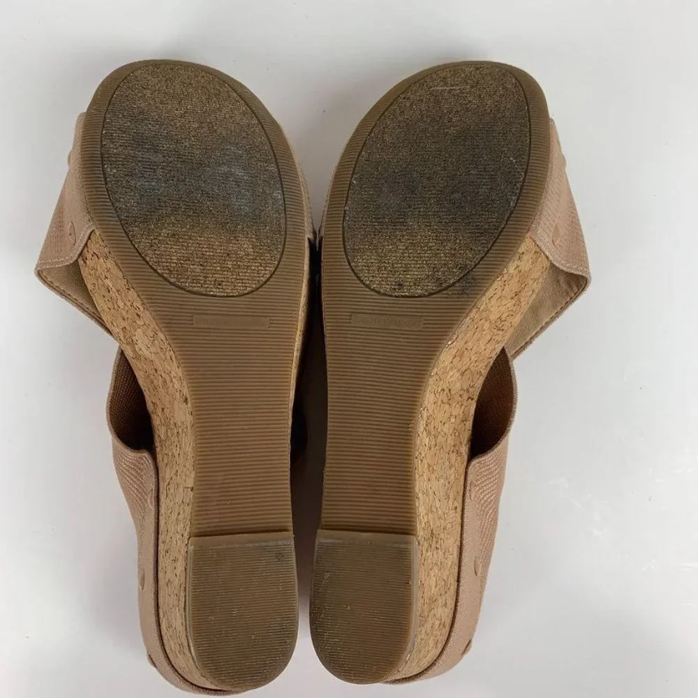 Lucky Brand Tan Crisscross‎ Strap Cork Wedge Sandal